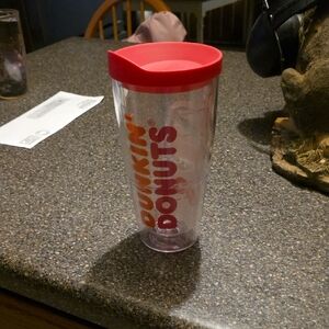 Dunkin' Donuts Clear Tumbler with Red Lid